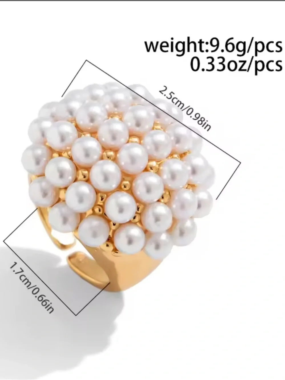 Luxe Gold Pearl Cluster Dome Ring